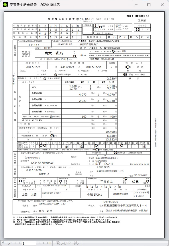 鍼灸申請書