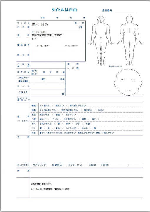 問診票など