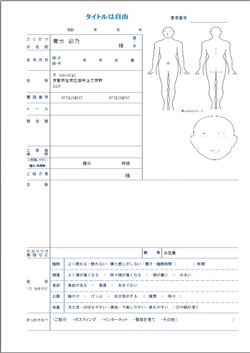 問診票など
