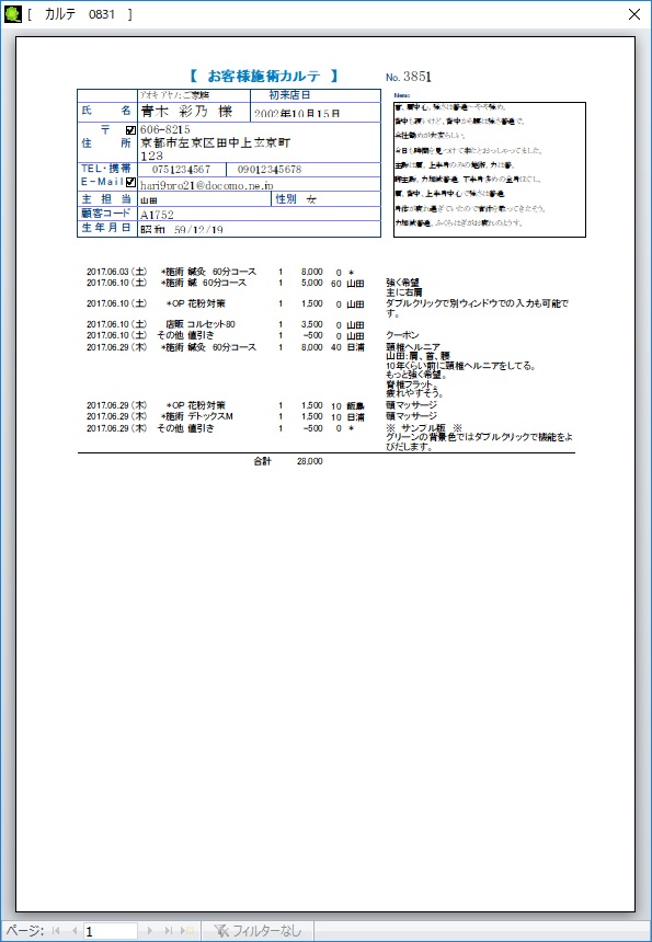 問診票など