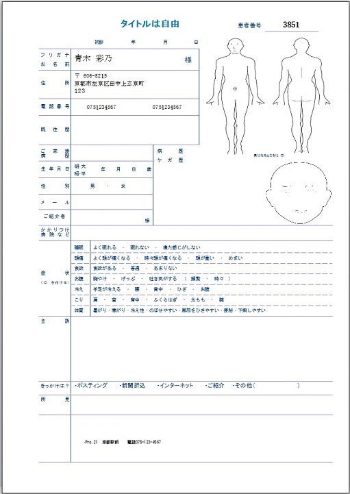 問診票サンプル