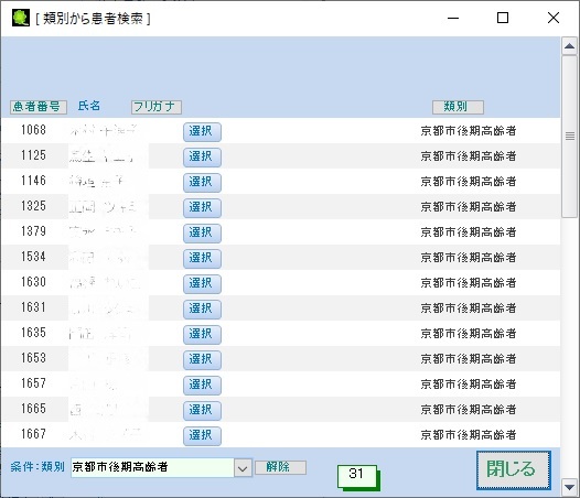 類別から患者を検索する