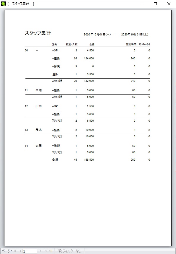 集計メニュー