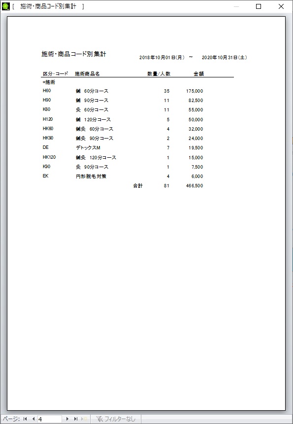 集計メニュー